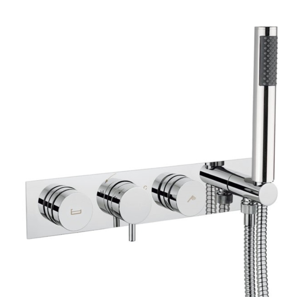 Product Cut out image of the Crosswater Kai Dial 2 Outlet Thermostatic Bath Shower Valve with Handset
